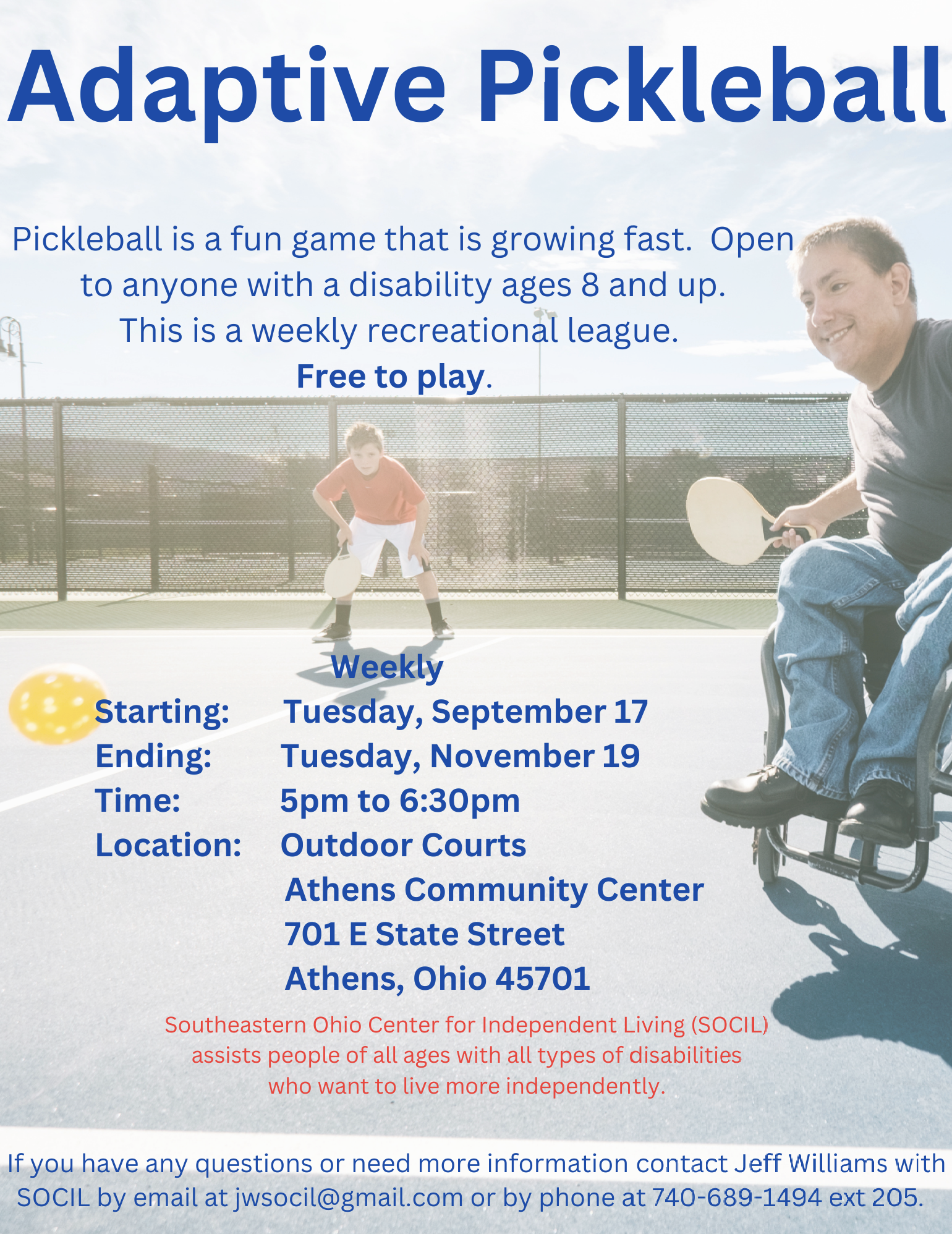 Adaptive Sports pickleball ad